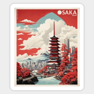 Osaka Japan Travel Vintage Tourism Poster Sticker